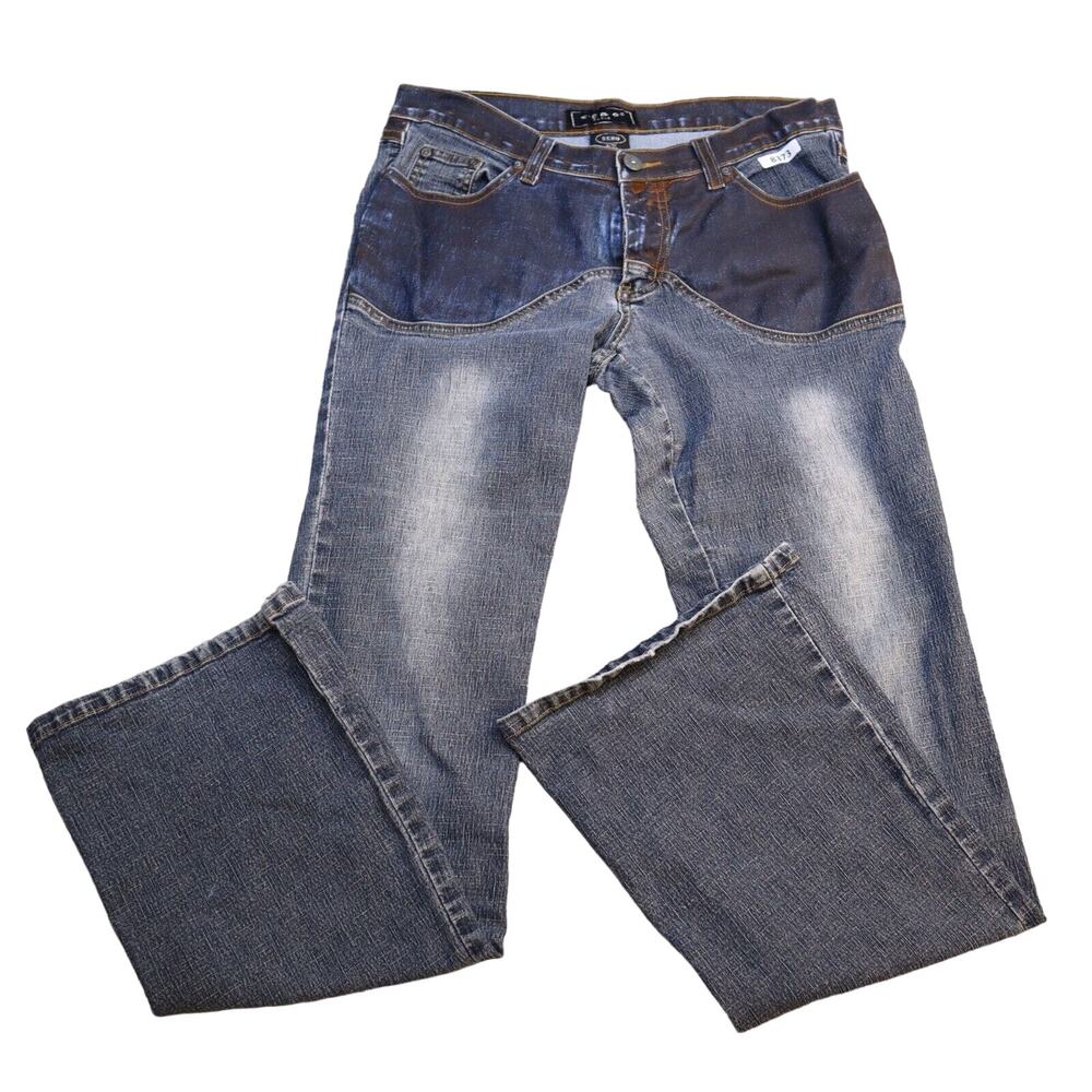 Sebo Jeans Womens 9/10 Blue Dark Wash Flared Patchwork Embellished Juniors